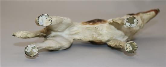 A late 19th century Austrian cold painted bronze model of a Borzoi, 9.5in. H.6.25in.